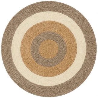 Wohnando Teppich MY-RUG Teppich Jute Balance, aus 100% Jute 100x100 cm, Rund, Höhe: 10 mm, handgewebt, Natürliches Material, Boho-Stil, wendbar