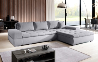 AX LIVING Couch Sofa L Form Sivaso Hellgrau 310 cm mit Schlaffunktion