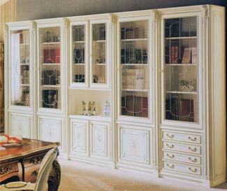 Casa Padrino Luxus Barock Schrank Weiß / Mehrfarbig / Gold - Massivholz Wohnzimmerschrank im Barockstil - Barock Wohnzimmer Möbel - Luxus Qualität - Made in Italy