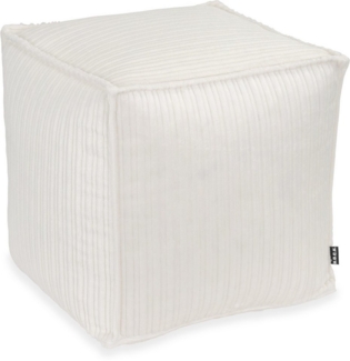 H.O.C.K. Sitzwürfel H.O.C.K. Precious Cord Bean Cube Hocker eckig Pouf 40x40x40cm weiß, Pflegeleicht & waschbar, Scheuerbeständigkeit ca. 40 000