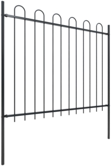 vidaXL Gartenzaun mit Rundbogen Stahl 1248 x 150 cm Schwarz 277680