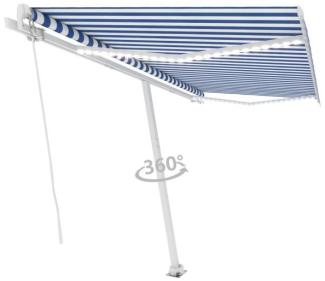 Gelenkarmmarkise Einziehbar mit LED 450x300 cm Blau und Weiß