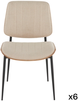 Signature Set mit 6 Stühlen aus beigem Steppstoff H82,5 cm - GISELLE - Beige