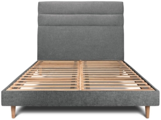 Bett mit Kopfteil – Korbgeflecht-Canvas-Stoff - 150 x 190 cm