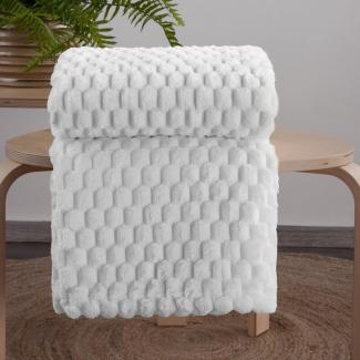 Wohndecke Kuscheldecke Decke MICROFASER Sofadecke Tagesdecke CINDY6 200x220 weiß