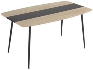 Mondeer Esstisch Esszimmertisch, Glastischplatte Verstellbare Metallbeine, 150 x 85 x 76.5 cm, Eiche