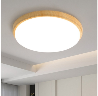 JDONG LED Deckenleuchte Flach Eckig/Rund/Holzolzoptik Deckenlampe, LED fest integriert, Tageslichtweiß, Modern Neutralweiß 4000K Lampe für Schlafzimmer Büro