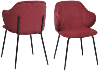 Armlehnstuhl 2er Set mit Texturstoff Beere und Metallgestell 54 x 55 x 83 cm