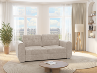Vente-unique - Schlafsofa mit Matratze 3-Sitzer - Stoff - Beige - Liegefläche 140 cm - Matratze 14 cm - BOLIPO
