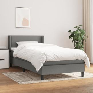 vidaXL Boxspringbett mit Matratze Dunkelgrau 90x190 cm Stoff