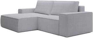 Selsey 'Farese Mini' Ecksofa mit Cordbezug, Schlaffunktion und Stauraum, Hellgrau, links