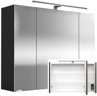 Spiegelschrank 90cm anthrazit RIMAO-100 mit LED-Beleuchtung, B/H/T ca. 90/62-67/17 cm