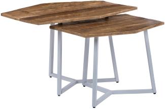 Beistelltisch 2er Set 73x45 / 56x40 cm Natur aus Mangoholz und Eisen WOMO-Design