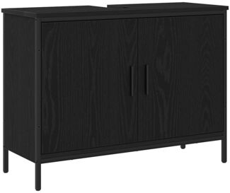 Waschbeckenschrank, Badschrank mit Tür Schwarz Eichen-Optik 80 x 30 x 60 cm de7473