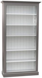 Casa Padrino Landhausstil Bücherschrank Grau / Weiß 109 x 39 x H. 210 cm - Wohnzimmermöbel im Landhausstil