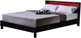 Doppelbett Ehebett inkl. LED Beleuchtung und Lattenrost 140 x 200 cm Schwarz