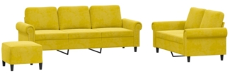 vidaXL 3-tlg. Sofagarnitur mit Kissen Gelb Samt 3202266