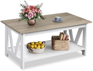 WLIVE Couchtisch Beistelltisch mit Stauraum, Holz Rechteckiger Couchtisch, (V-Streben, 1 Tisch), Breite 100 cm Sofatisch für Wohnzimmer, Schlafzimmer