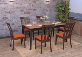 6er-Set Esszimmerstuhl HWC-G46, Küchenstuhl Stuhl, Stoff/Textil Massiv-Holz ~ dunkles Gestell, orange
