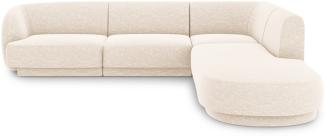 Micadoni 6-Sitzer Ecke rechts Sofa Miley | Beinfarbe Black Plastic, Helles Beige, Chenille