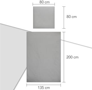 La Vida Satin Bettwäsche Set Uni mit Deckenbezug in 135x200 cm + Kissenbezug 80x80 cm in Silbergrau Hellgrau aus Baumwolle + Reißverschluss | ÖkoTex Zertifiziert | seidige Schlafzimmer Einrichtung