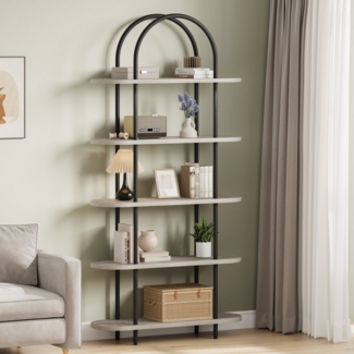 GarveeMore Bücherregal gewölbtes Bücherregal Standregal mit 5 Ebenen 80 x 30 x 180 cm