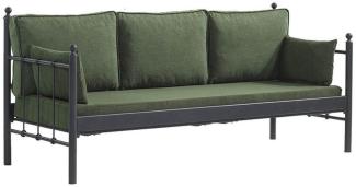 Casa Padrino Jugendstil Gartensofa Schwarz / Dunkelgrün 200 x 70 x H. 92 cm - Garten Sofa - Terrassen Sofa - Jugendstil Garten & Terrassen Möbel