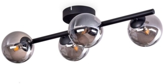 hofstein Deckenleuchte Deckenlampe aus Metall/Glas in Schwarz/Rauchfarben, ohne Leuchtmittel, Leuchte im Retro-Design aus Glas, 4 x G9 LED, ohne Leuchtmittel