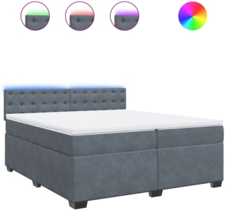 vidaXL Boxspringbett mit Matratze Dunkelgrau 200x200 cm Samt 3288715