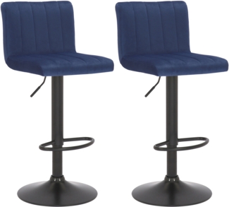 CLP 2er Set Barhocker Jamie Samt höhenverstellbar und 360 Grad drehbar,blau