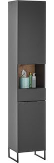Hochschrank >Denver< 2 Türen, 1 Schublade, schwarz / eiche dekor - 38x195x32cm (BxHxT)