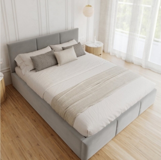 FDM Polsterbett BELORA modern mit Bettkasten MADE IN EU - mit Trinity Velours Bezug (verfügbar 90x200 120x200 140x200 160x200 180x200cm, Bettrahmen, Bett, mit großen gepolsterten Kopfteil, mit Bettkasten zum aufklappen), Hebbarer Metallrahmen, Bettkast...