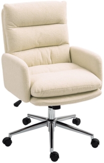 HOMCOM Bürostuhl Ergonomischer Schreibtischstuhl mit Armlehne, Bouclé-Optik (Gepolstert Home-Office-Stuhl, 1 St), Höhenverstellbarer Drehstuhl mit Wippfunktion Cremeweiß