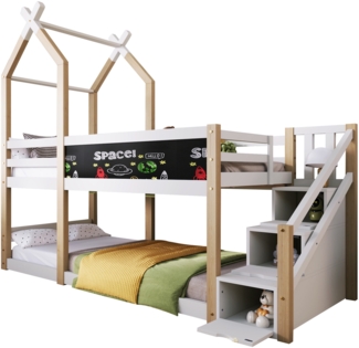 ComfortXL Kinderbett Baumhaus-O1014, Massivholz, Weiß, 246x97x209cm