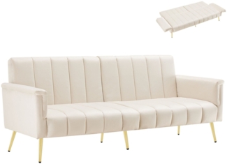 SeedWave Schlafsofa 3-Sitzer Sofa mit Schlaffunktion, Samt-Klappsofa,kleines Schlafsofa, fünffach winkelverstellbare Rückenlehne und Armlehne