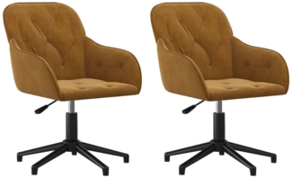 Esszimmerstühle 2 Stk. Drehbar Braun Samt, Drehbar [3103385]