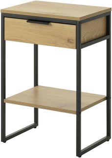 Beistelltisch >CESURA< in Eiche, schwarz, Melamin, Metall - 30x60x40cm (BxHxT)