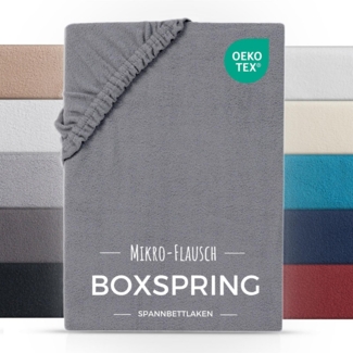 Carpe Sonno Spannbettlaken Boxspring Winter Teddy Fleece Plüsch 180x200 200x200 180x220 200x220, Fleece, Gummizug: rundum, (1 Stück), Wasserbett Spannbettlaken Kuschelig Warm Spannbetttuch Grau