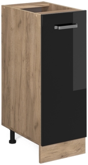 Apothekerschrank R-Line Schwarz Hochglanz 30 cm ohne Arbeitsplatte Vicco