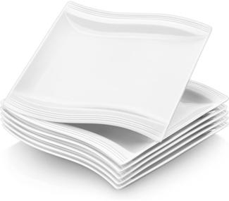 MALACASA Flora Porzellan Speiseteller Set 6 teilig CremeWeiß 10.25 Zoll 6