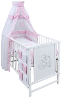 Baby-Delux Komplettbett Babybett Mia Komplettset Betttasche, 11-tlg, Kinderbett 60x120 cm weiß, Bettset verschiedene Designs