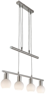LED Hängelampe, nickel matt, Glas opal, höhenverstellbar, H 160 cm