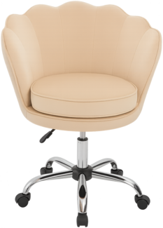 Delman Retro Samt Bürostuhl Beige ? Drehstuhl im Mid-Century Design, Schminktischstuhl, höhenverstellbar, bis 80 kg, 02-0062BG