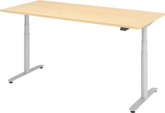 bümö elektrisch höhenverstellbarer Schreibtisch 180x80 cm mit Memory, Bluetooth & App-Steuerung - Schreibtisch höhenverstellbar elektrisch , elektrischer Schreibtisch Ahorn, Gestell silber, XDLR-19-3-S