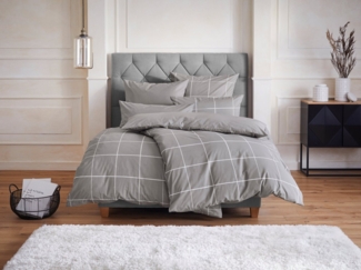 OTTO home Wendebettwäsche Nature in Gr. 135x200 oder 155x220 cm, Renforcé, 2 teilig, Bettwäsche in unregelmäßigem Karo-Muster