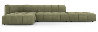 Micadoni Modulares Ecksofa Serena 5-Sitzer offene Seite, Strukturierter Stoff, Hellgrün, Links