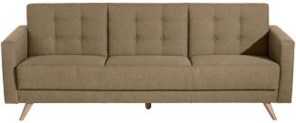 Julian Sofa 3-Sitzer mit Bettfunktion Flachgewebe Sand Buche Natur