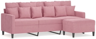 vidaXL 3-Sitzer-Sofa mit Hocker Rosa 180 cm Samt 3201110