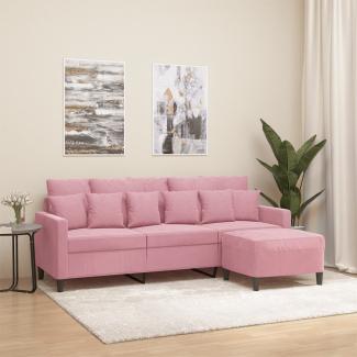 vidaXL 3-Sitzer-Sofa mit Hocker Rosa 180 cm Samt 3201110