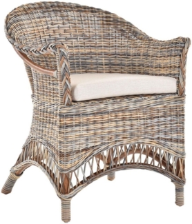 Krines Home Esszimmersessel Rattansessel Landhaus Flechtsessel Wintergarten Sessel Korbsessel, mit Armlehnen, Natur Rattan